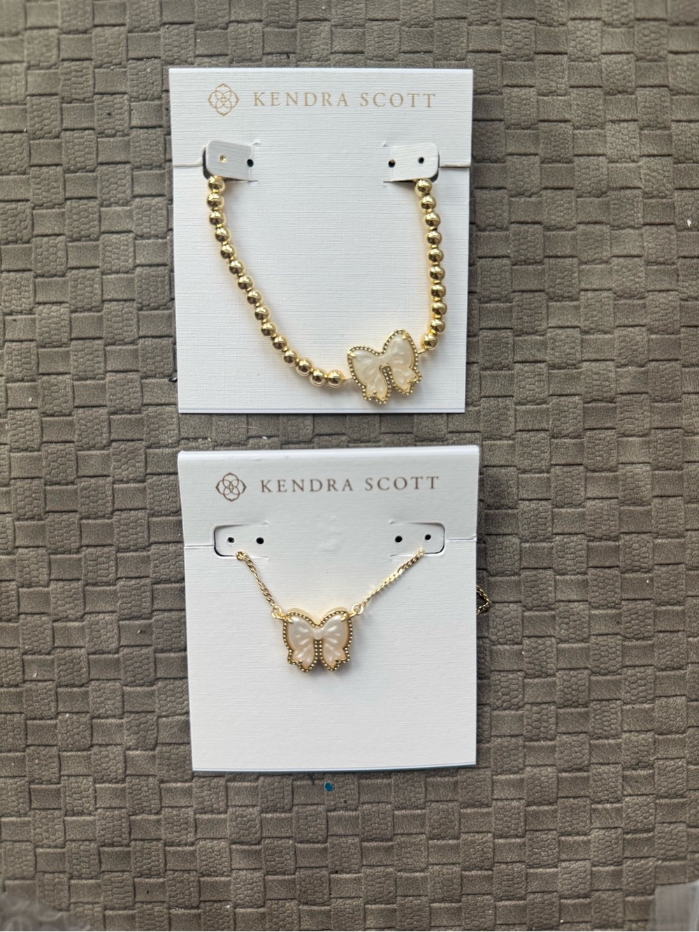 Kendra Scott Haley Gold Bow  matching Bracelet and nexklace set